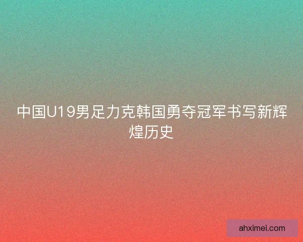 中国U19男足力克韩国勇夺冠军书写新辉煌历史
