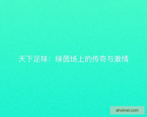天下足球：绿茵场上的传奇与激情
