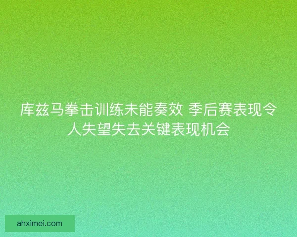 库兹马拳击训练未能奏效 季后赛表现令人失望失去关键表现机会